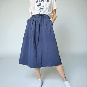 New Balance Deep Blue Midi Skirt Elastic Waist Pockets All Day Wear NWT XS